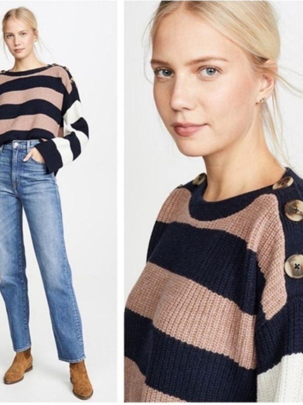 Madewell Calloway Boatneck Pullover Sweater in Stripe Mix Medium